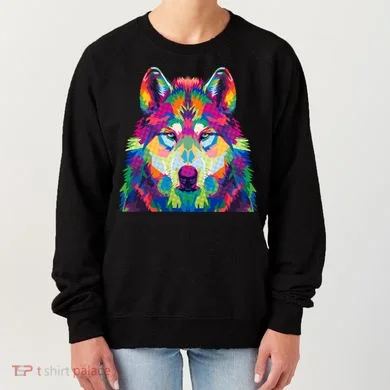 Colorful Abstract Wolf Women's Sweatshirt