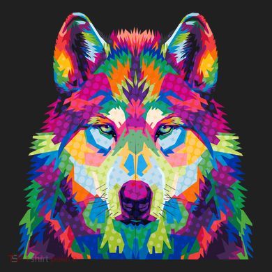 Colorful Abstract Wolf Comfort Colors Heavyweight Long Sleeve T-Shirt