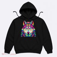 Colorful Abstract Wolf Hoodie thumb 0