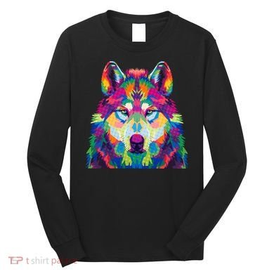 Colorful Abstract Wolf Long Sleeve Shirt