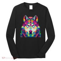 Colorful Abstract Wolf Long Sleeve Shirt thumb 0