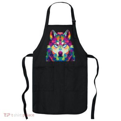 Colorful Abstract Wolf Apron