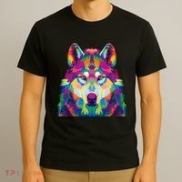 Colorful Abstract Wolf T-Shirt thumb 3