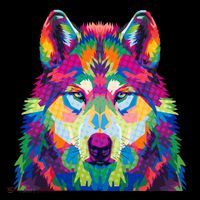 Colorful Abstract Wolf T-Shirt thumb 7