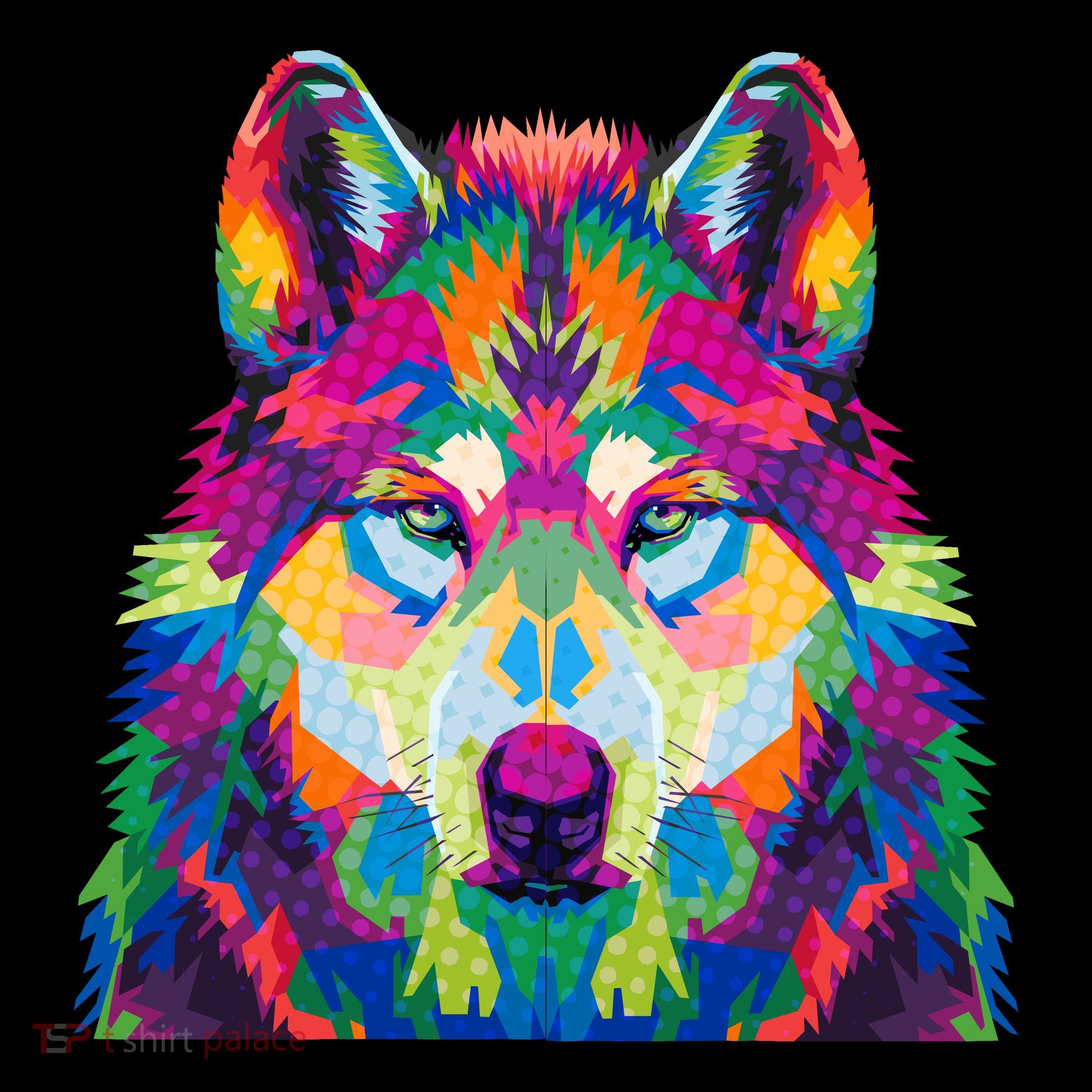 Colorful Abstract Wolf T-Shirt