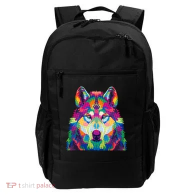 Colorful Abstract Wolf Backpack