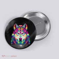 Colorful Abstract Wolf Button thumb 0