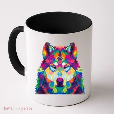 Colorful Abstract Wolf Coffee Mug