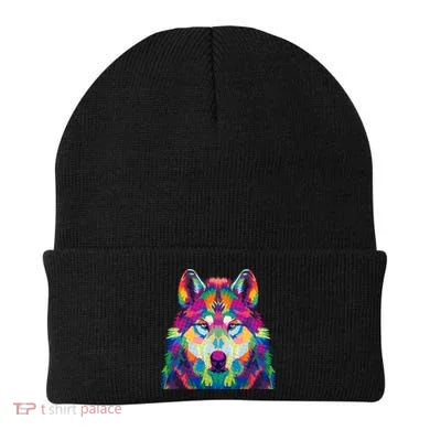Colorful Abstract Wolf Beanie