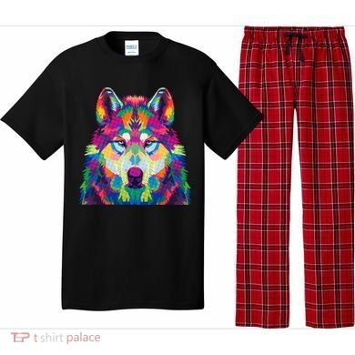 Colorful Abstract Wolf Pajama Set