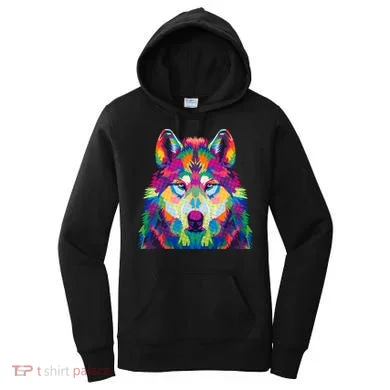 Colorful Abstract Wolf Women's Hoodie