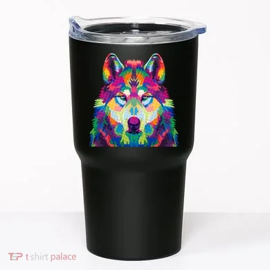 Colorful Abstract Wolf Tumbler