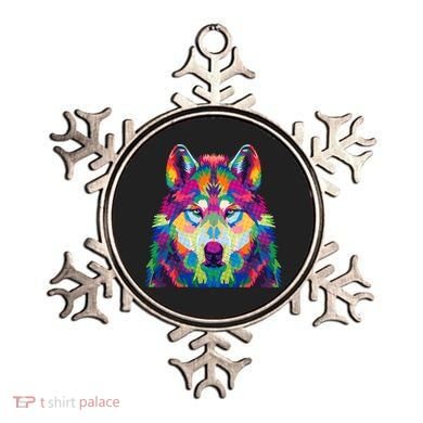 Colorful Abstract Wolf Ornament