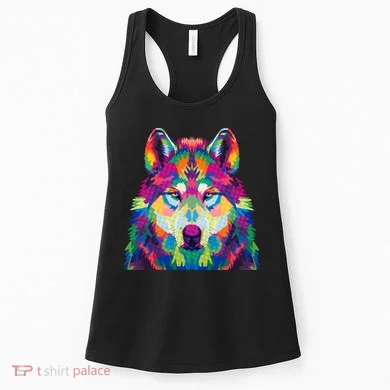 Colorful Abstract Wolf Women's Tank Top