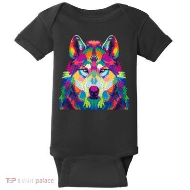 Colorful Abstract Wolf Baby Bodysuit