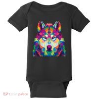 Colorful Abstract Wolf Baby Bodysuit thumb 0