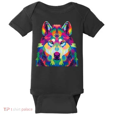 Colorful Abstract Wolf Baby Bodysuit