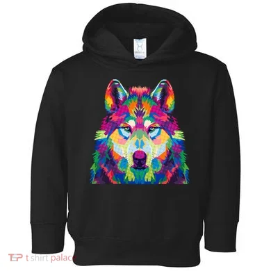 Colorful Abstract Wolf Toddler Hoodie