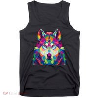 Colorful Abstract Wolf Tank Top thumb 0