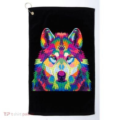 Colorful Abstract Wolf Golf Towel