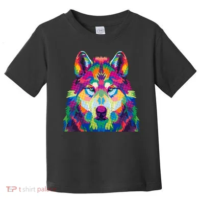 Colorful Abstract Wolf Toddler T-Shirt