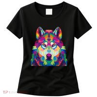Colorful Abstract Wolf Women's T-Shirt thumb 0