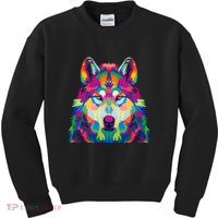 Colorful Abstract Wolf Kids Sweatshirt thumb 0