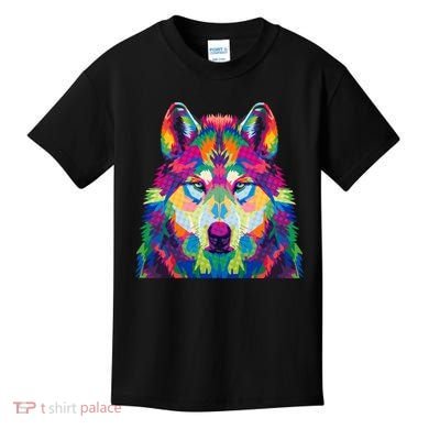 Colorful Abstract Wolf Kids T-Shirt