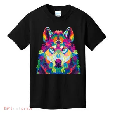 Colorful Abstract Wolf Kids T-Shirt