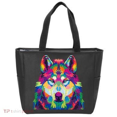 Colorful Abstract Wolf Tote Bag