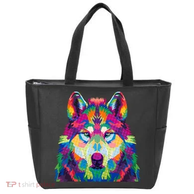Colorful Abstract Wolf Tote Bag