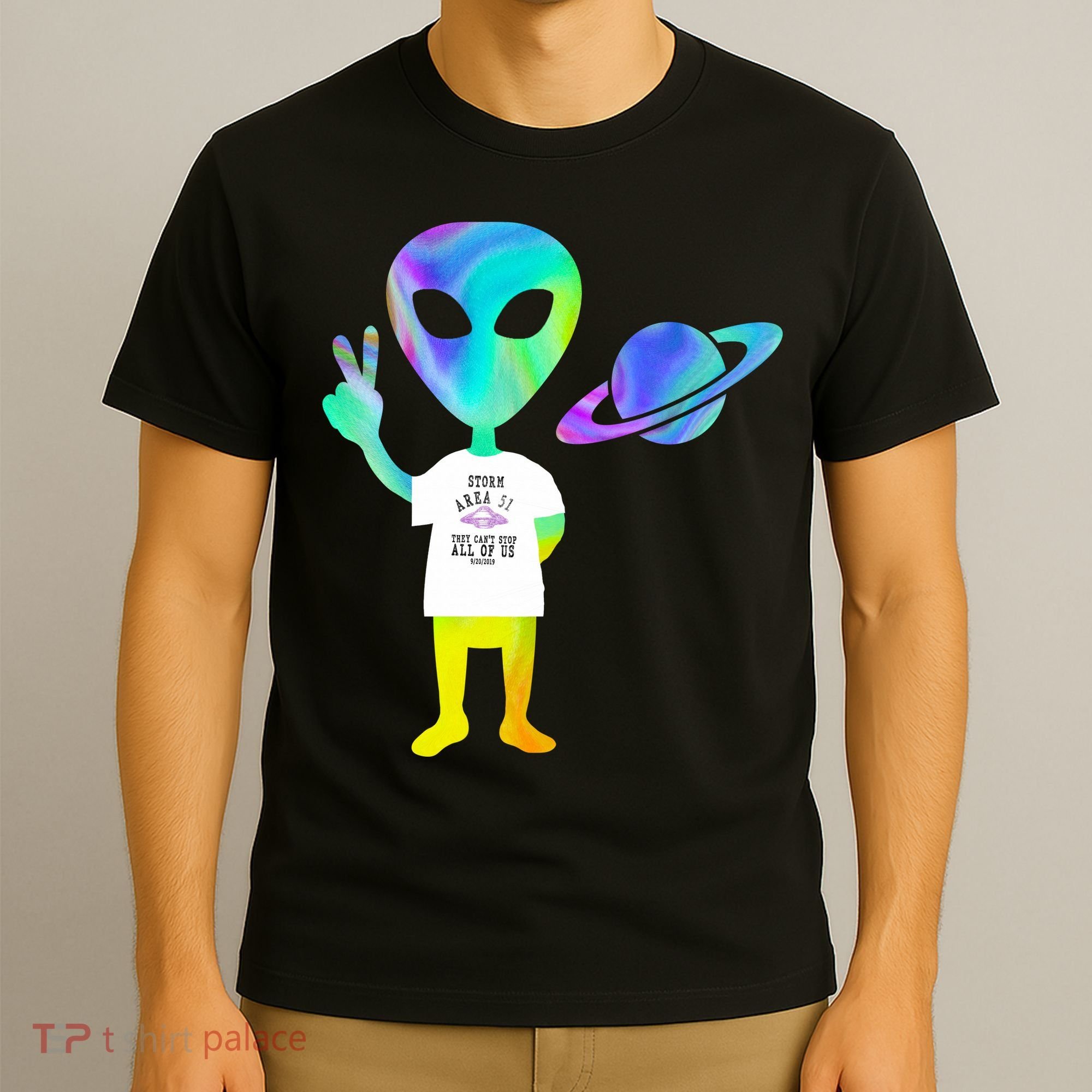 Colorful Alien Storm Area 51 Funny T-Shirt