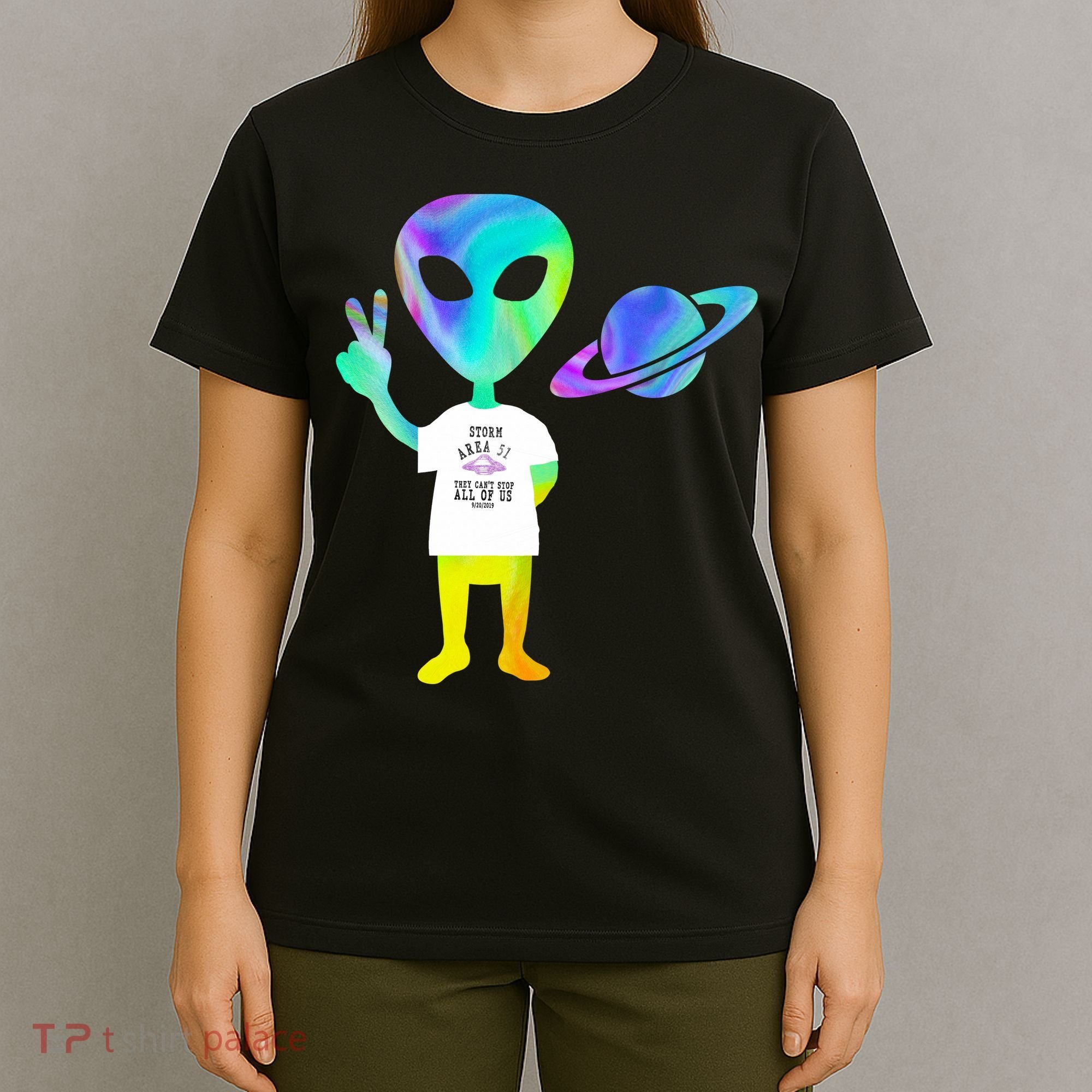 Colorful Alien Storm Area 51 Funny T-Shirt