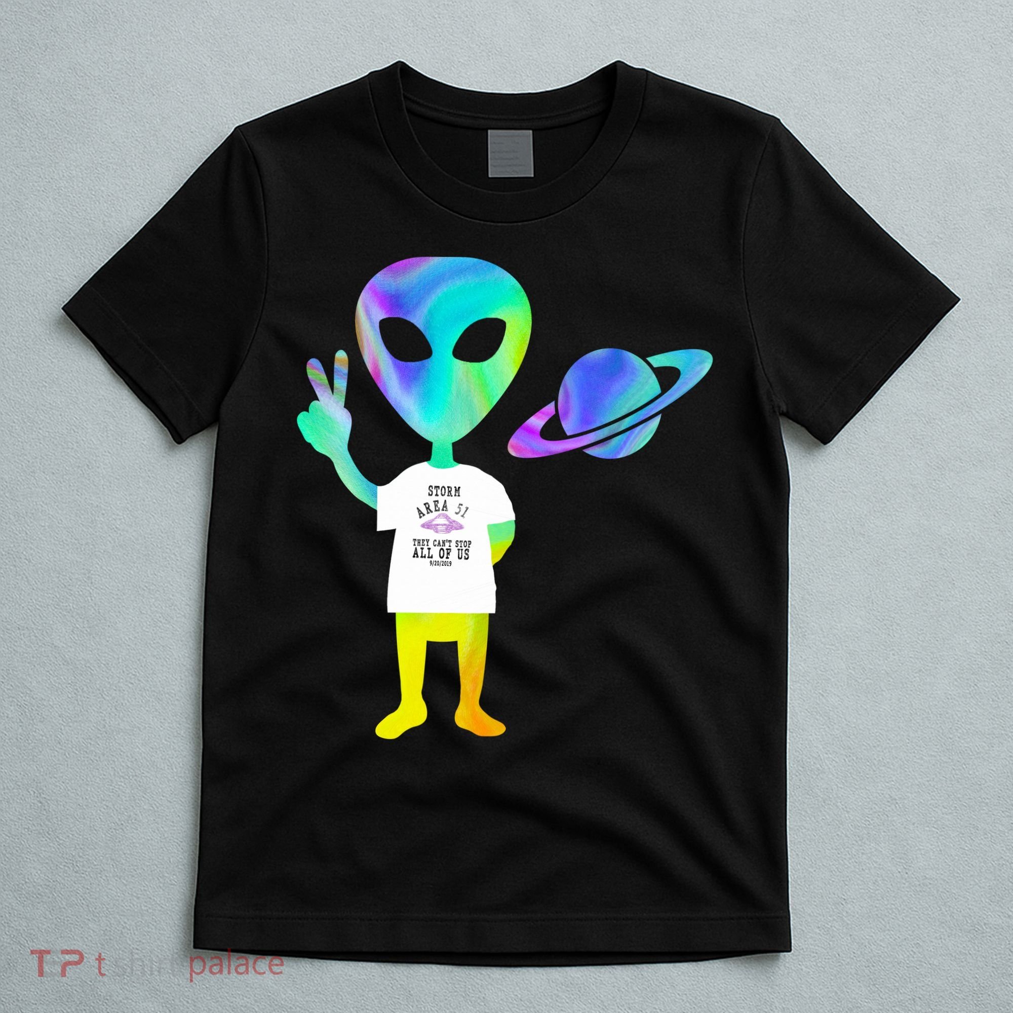 Colorful Alien Storm Area 51 Funny T-Shirt