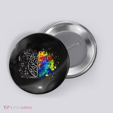 Colorful Art and Science Of The Brain Button