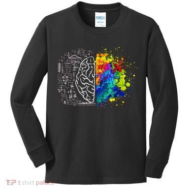 Colorful Art and Science Of The Brain Kids Long Sleeve Shirt