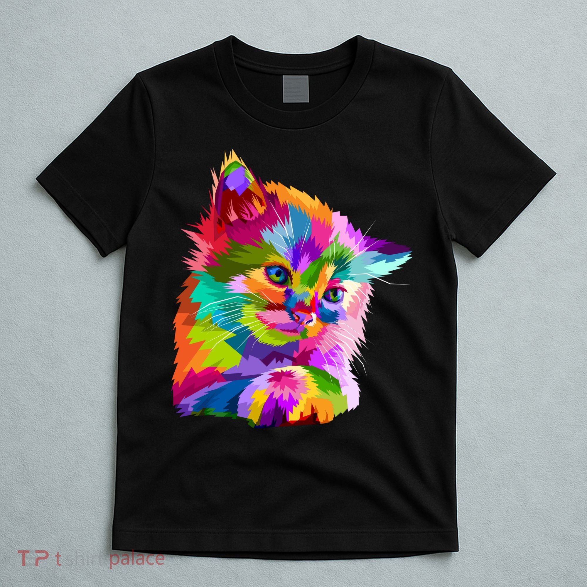 Colorful Atyle Cat Head Pop  T-Shirt