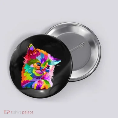 Colorful Atyle Cat Head Pop  Button