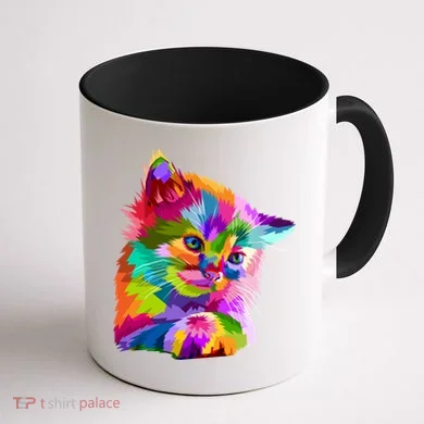 Colorful Atyle Cat Head Pop  Coffee Mug back
