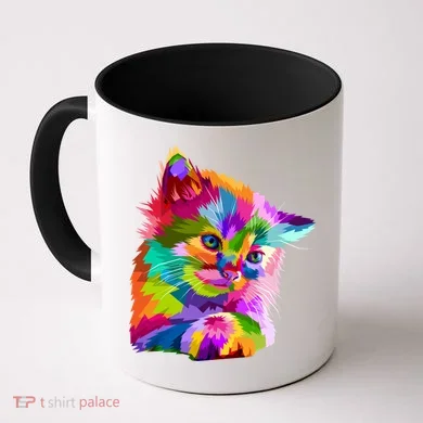 Colorful Atyle Cat Head Pop  Coffee Mug