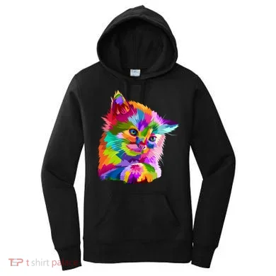 Colorful Atyle Cat Head Pop  Women's Hoodie