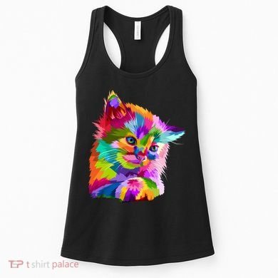 Colorful Atyle Cat Head Pop  Women's Tank Top