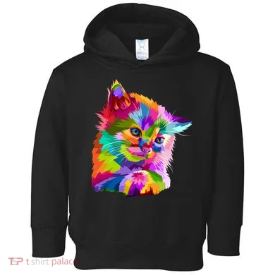Colorful Atyle Cat Head Pop  Toddler Hoodie
