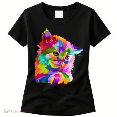 Colorful Atyle Cat Head Pop  Women's T-Shirt