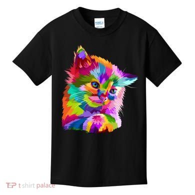 Colorful Atyle Cat Head Pop  Kids T-Shirt