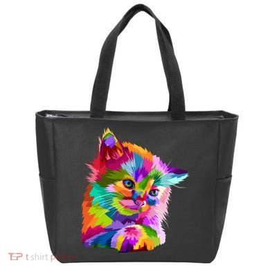 Colorful Atyle Cat Head Pop  Tote Bag