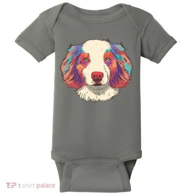 Colorful Australian Shepherd Baby Bodysuit