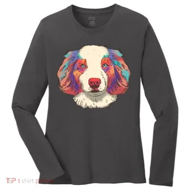 Colorful Australian Shepherd Women's Long Sleeve Shirt