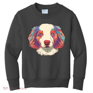 Colorful Australian Shepherd Kids Sweatshirt