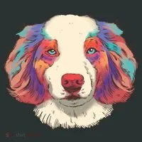 Colorful Australian Shepherd Kids T-Shirt thumb 4